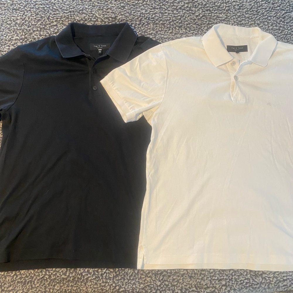 rag&bone Men’s size L Bundle of two cotton polos black and white great condition